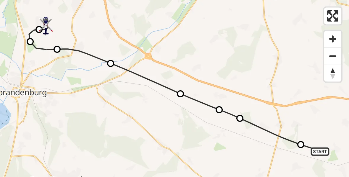 Flugroute Polizeihubschrauber Woldegk - Neubrandenburg Trollenhagen Flughafen, 13 Juli 2026, 11:09