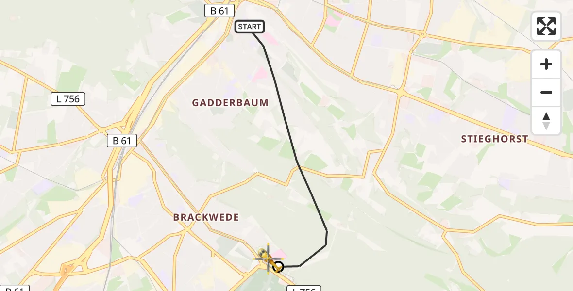 Flugroute Rettungshubschrauber Bielefeld - Luftrettungszentrum Bielefeld, 13 Juli 2026, 11:22