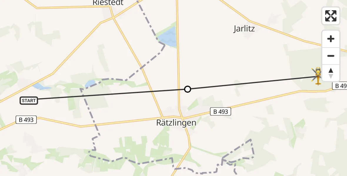 Flugroute Rettungshubschrauber Uelzen - Oetzen, 13 Juli 2026, 11:53