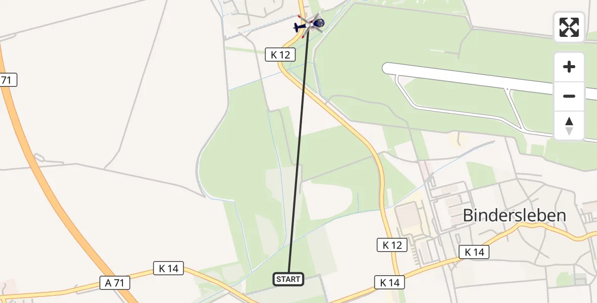 Flugroute Polizeihubschrauber Erfurt - Erfurt, 13 Juli 2026, 12:20