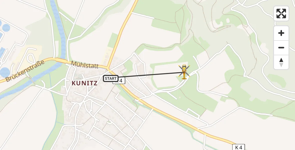 Flugroute Rettungshubschrauber Jena - Jena, 13 Juli 2026, 13:14