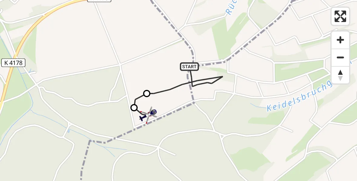 Flugroute Polizeihubschrauber Zuzenhausen - Zuzenhausen, 13 Juli 2026, 13:16