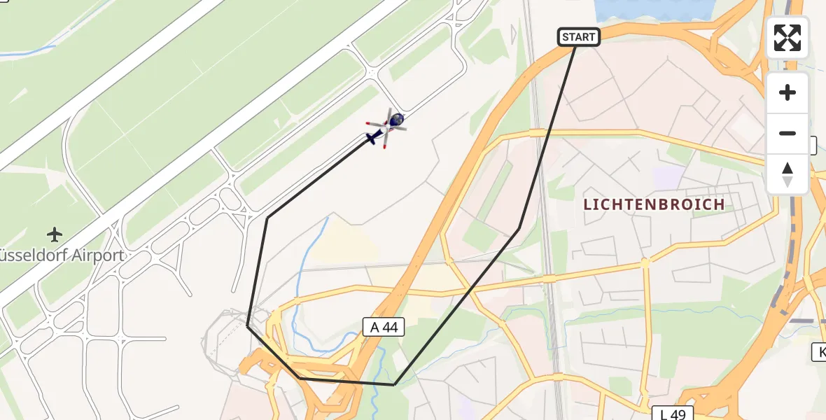Flugroute Polizeihubschrauber Düsseldorf Flughafen - Düsseldorf Flughafen, 13 Juli 2026, 13:17