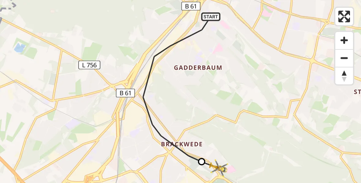 Flugroute Rettungshubschrauber Bielefeld - Luftrettungszentrum Bielefeld, 13 Juli 2026, 13:42