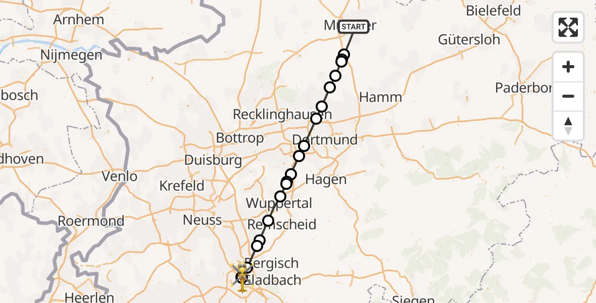 Flugroute Ambulanzhubschrauber Münster - Sankt Vinzenz Hospital, 13 Juli 2026, 14:15
