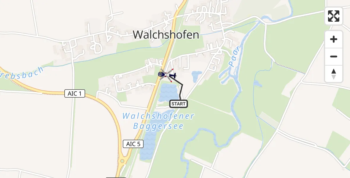 Flugroute Polizeihubschrauber Aichach - Aichach, 13 Juli 2026, 14:56