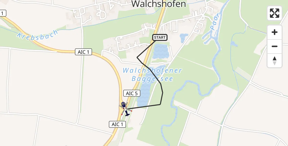 Flugroute Polizeihubschrauber Aichach - Aichach, 13 Juli 2026, 14:59