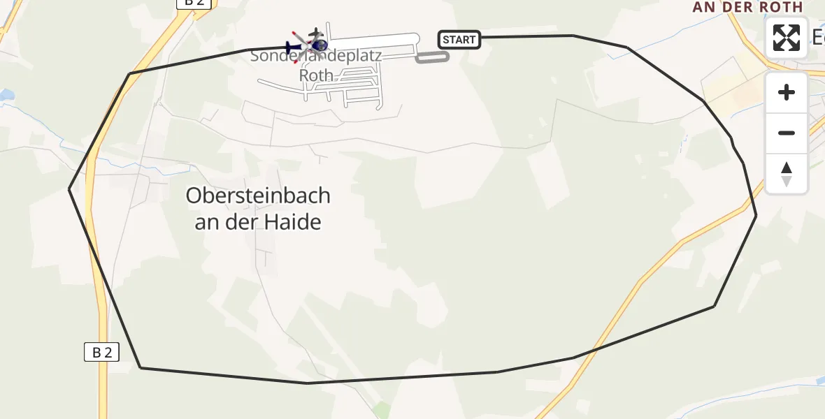 Flugroute Polizeihubschrauber Roth - Flugplatz Roth, 13 Juli 2026, 15:55