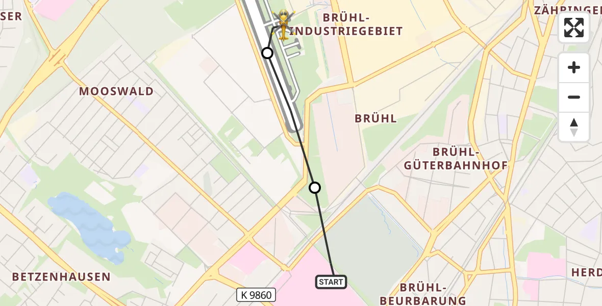 Flugroute Rettungshubschrauber Freiburg University Hospital Heliport 1 - Freiburg im Breisgau Flugplatz, 13 Juli 2026, 16:31