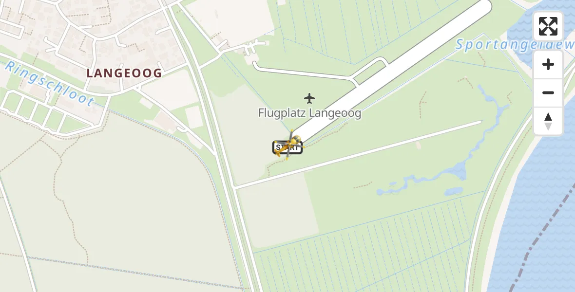 Flugroute Ambulanzhubschrauber Langeoog Flughafen - Langeoog Flughafen, 13 Juli 2026, 16:38