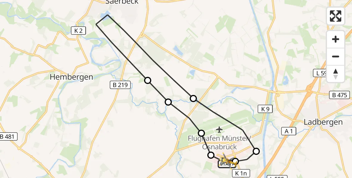 Flugroute Ambulanzhubschrauber Christoph  Westfalen-ADAC - Christoph  Westfalen-ADAC, 13 Juli 2026, 17:09