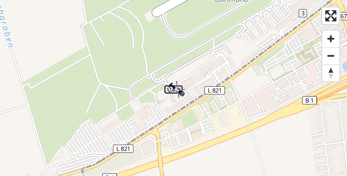 Flugroute Polizeihubschrauber Dortmund Flughafen - Dortmund Flughafen, 13 Juli 2026, 17:10
