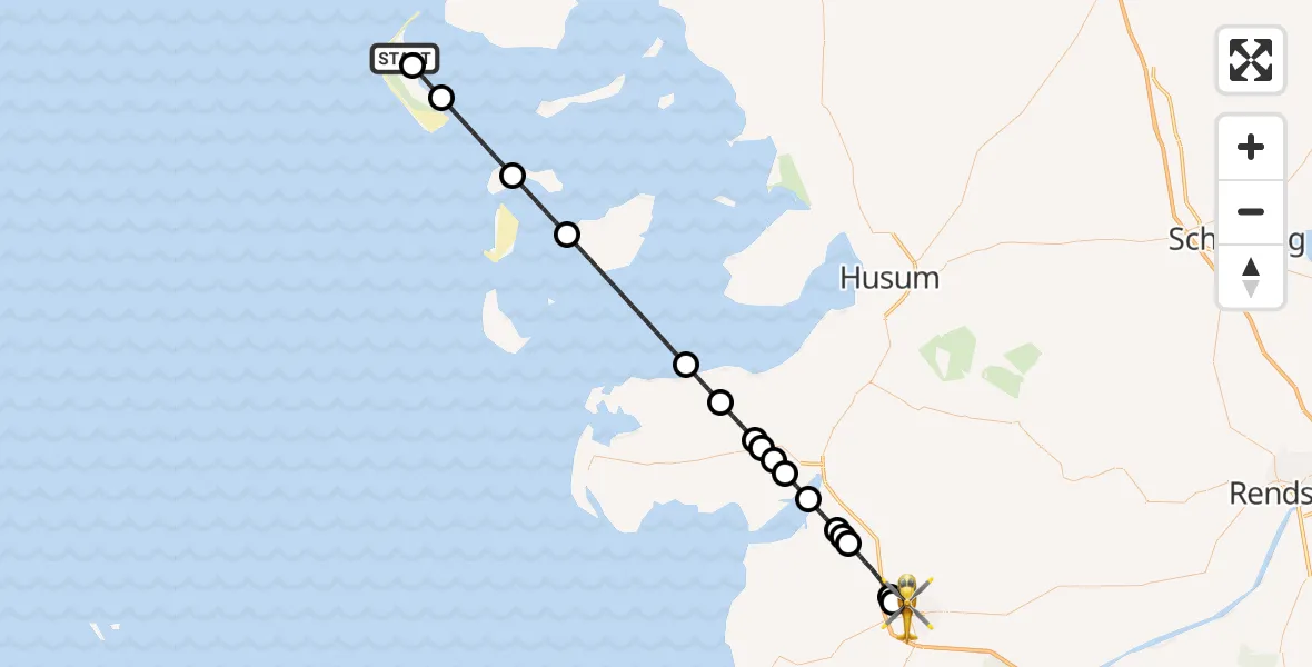Flugroute Ambulanzhubschrauber Norddorf auf Amrum - Heide, 13 Juli 2026, 17:58