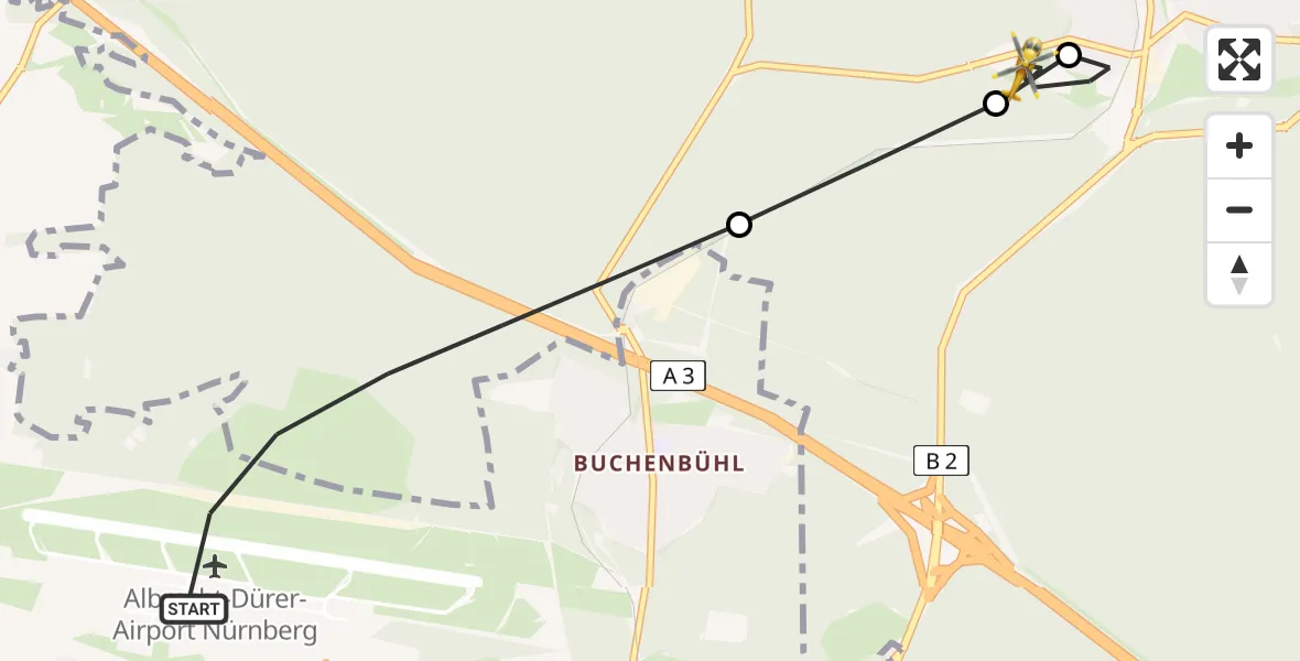 Flugroute Ambulanzhubschrauber Flughafen Nuremberg - Heroldsberg, 13 Juli 2026, 18:09
