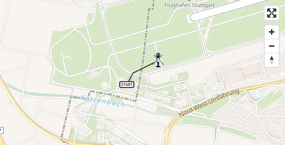Flugroute Polizeihubschrauber Flughafen Stuttgart - Flughafen Stuttgart, 13 Juli 2026, 22:56