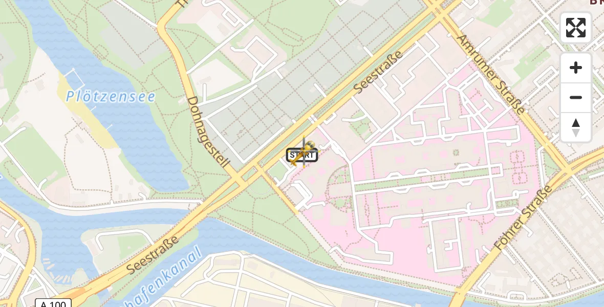 Flugroute Rettungshubschrauber Charité Clinic Virchow Campus - Charité Clinic Virchow Campus Hubschrauberlandeplatz, 14 Juli 2026, 00:48