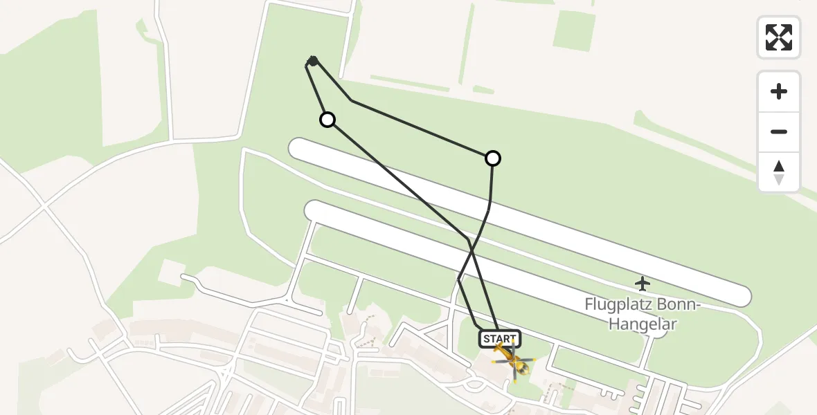 Flugroute Rettungshubschrauber Bonn-Hangelar Flugplatz - Bonn-Hangelar Flugplatz, 14 Juli 2026, 07:19