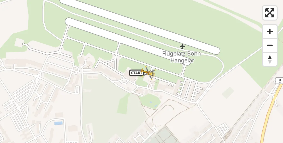 Flugroute Rettungshubschrauber Bonn-Hangelar Flugplatz - Bonn-Hangelar Flugplatz, 14 Juli 2026, 07:54