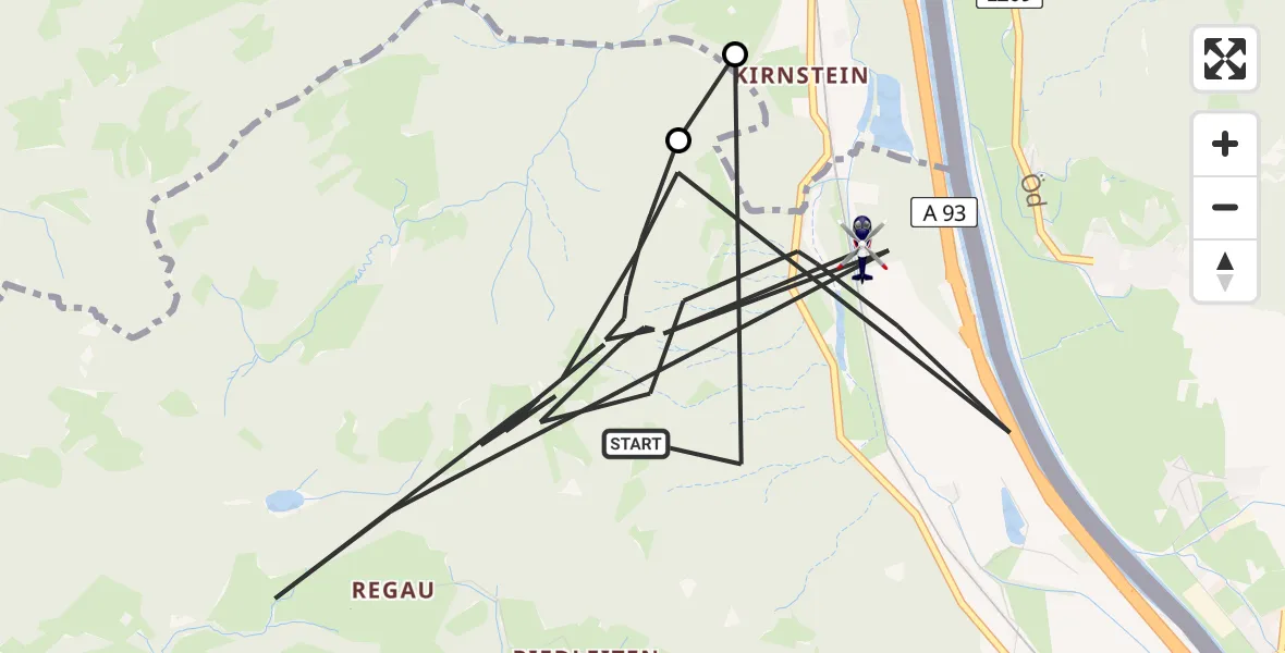 Flugroute Polizeihubschrauber Oberaudorf - Oberaudorf, 14 Juli 2026, 07:55