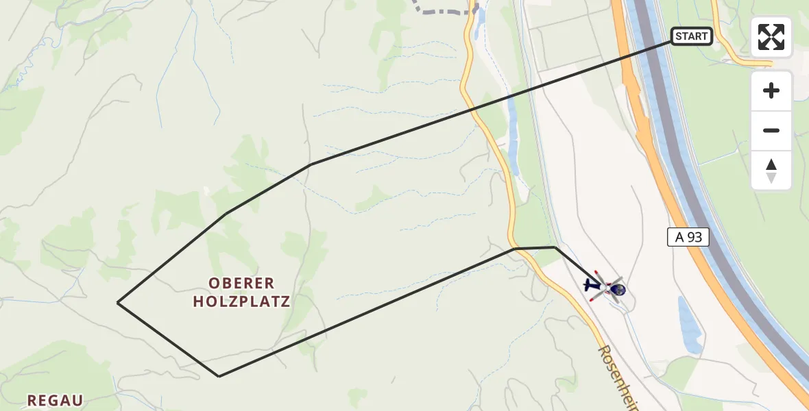 Flugroute Polizeihubschrauber Oberaudorf - Oberaudorf, 14 Juli 2026, 08:51