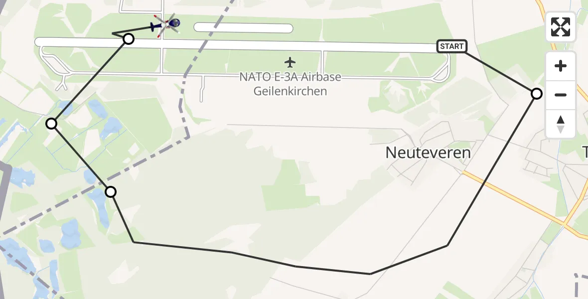 Flugroute Polizeihubschrauber Militärflugplatz Geilenkirchen - Militärflugplatz Geilenkirchen, 14 Juli 2026, 08:58