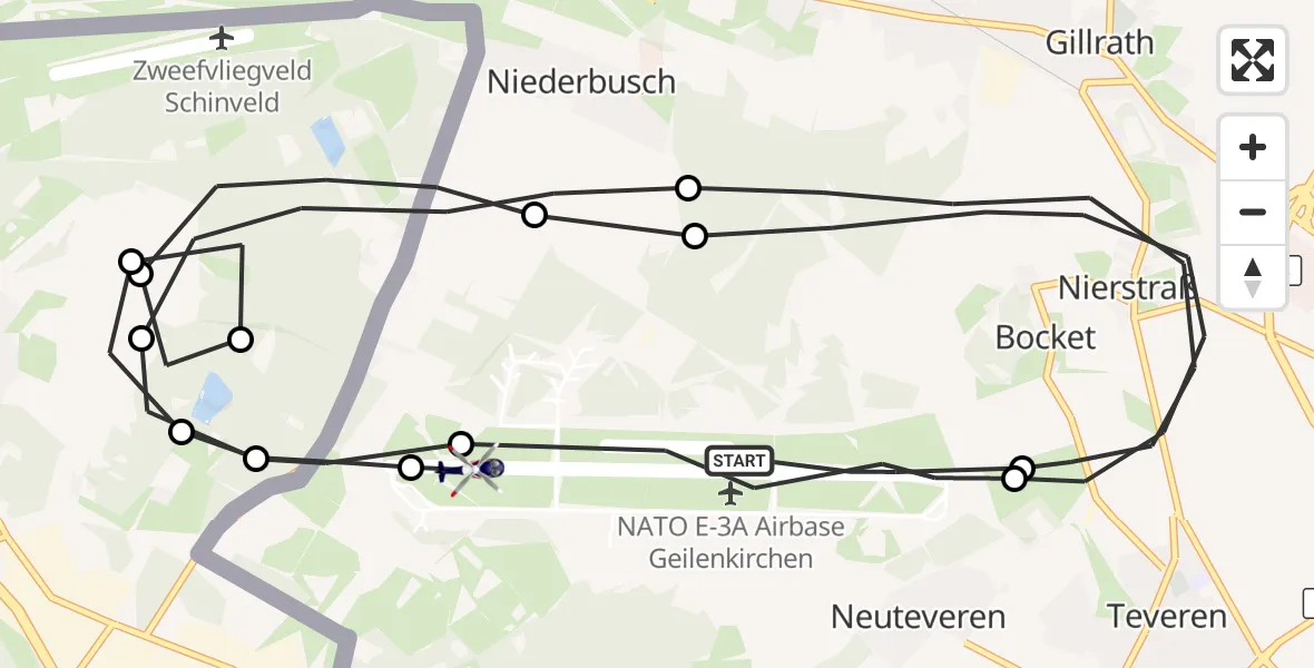 Flugroute Polizeihubschrauber Militärflugplatz Geilenkirchen - Militärflugplatz Geilenkirchen, 14 Juli 2026, 09:03