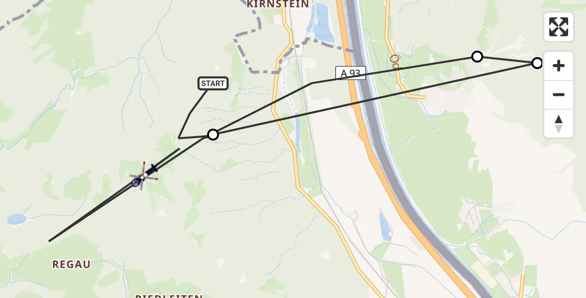 Flugroute Polizeihubschrauber Oberaudorf - Oberaudorf, 14 Juli 2026, 09:08