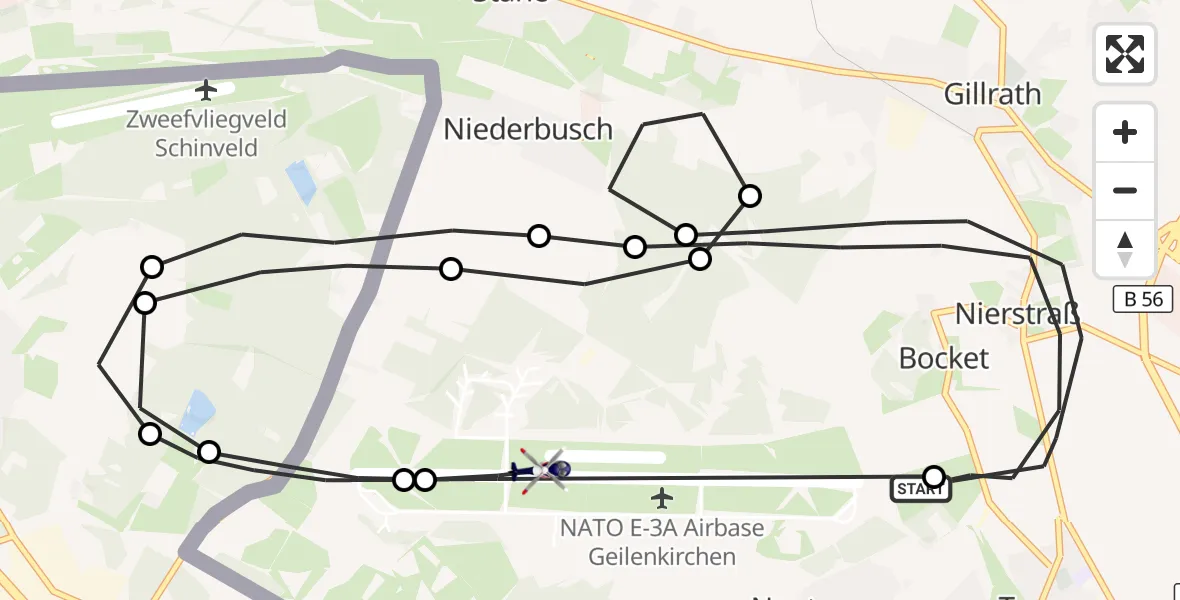Flugroute Polizeihubschrauber Geilenkirchen - Militärflugplatz Geilenkirchen, 14 Juli 2026, 09:17