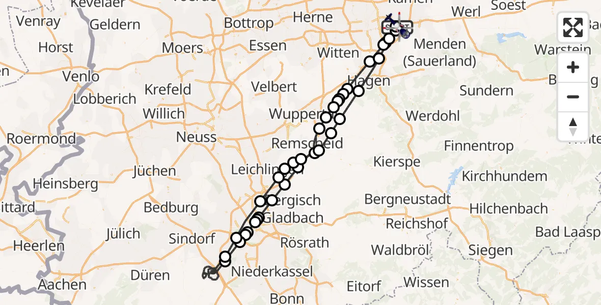 Flugroute Polizeihubschrauber Dortmund Flughafen - Dortmund Flughafen, 14 Juli 2026, 10:03
