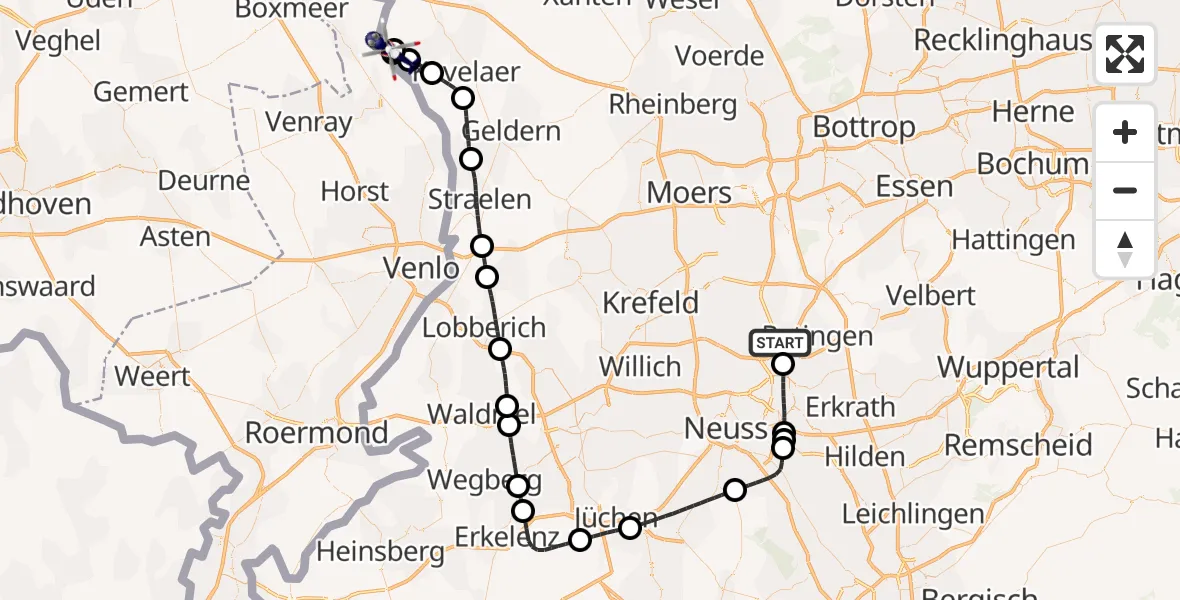 Flugroute Polizeihubschrauber Düsseldorf Flughafen - Weeze, 14 Juli 2026, 10:58