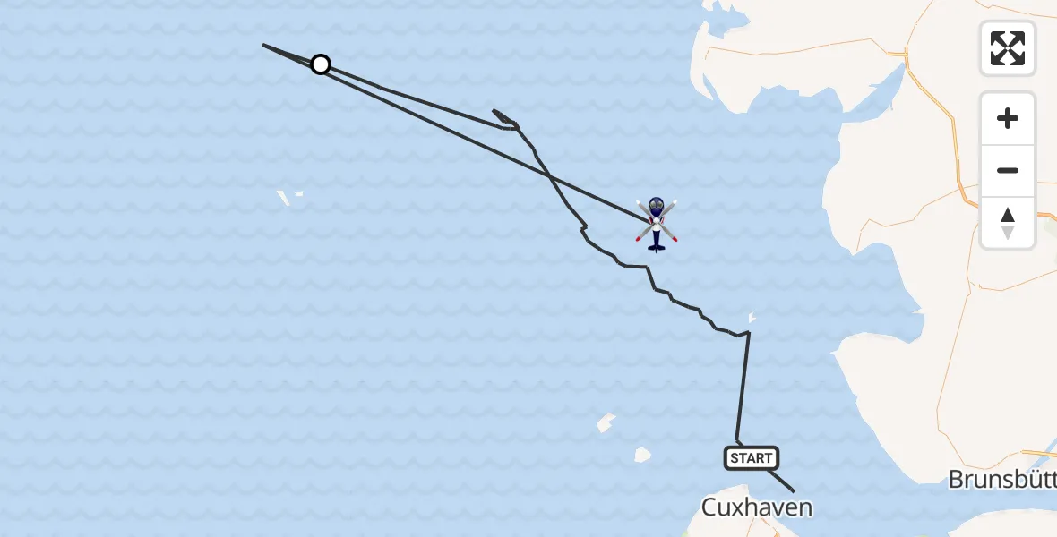 Flugroute Polizeihubschrauber Cuxhaven - North Sea, 14 Juli 2026, 11:24