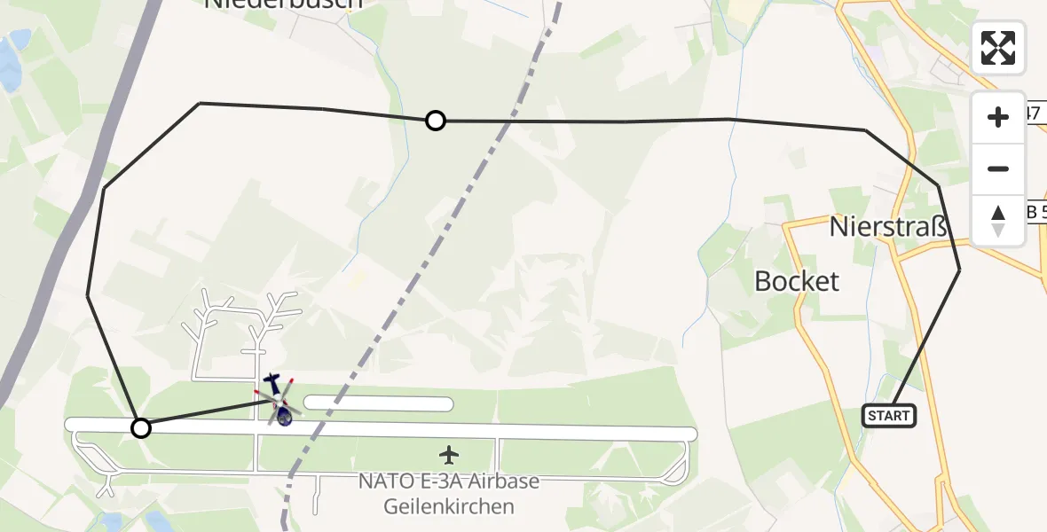 Flugroute Polizeihubschrauber Geilenkirchen - Militärflugplatz Geilenkirchen, 14 Juli 2026, 11:37