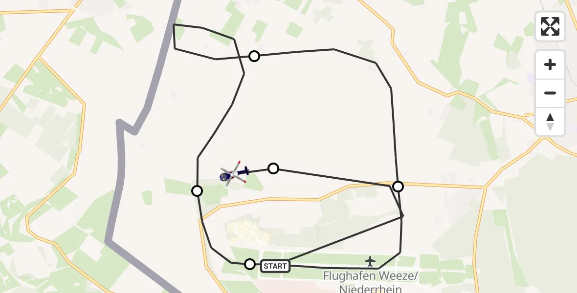 Flugroute Polizeihubschrauber Weeze Flughafen - Weeze, 14 Juli 2026, 11:40