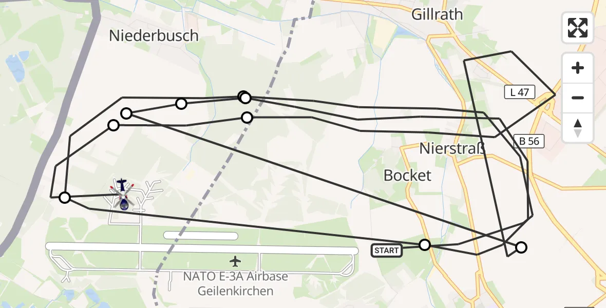 Flugroute Polizeihubschrauber Geilenkirchen - Militärflugplatz Geilenkirchen, 14 Juli 2026, 11:42