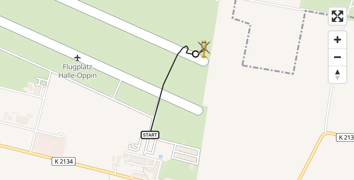Flugroute Rettungshubschrauber Halle-Oppin Flugplatz - Landsberg, 14 Juli 2026, 11:46