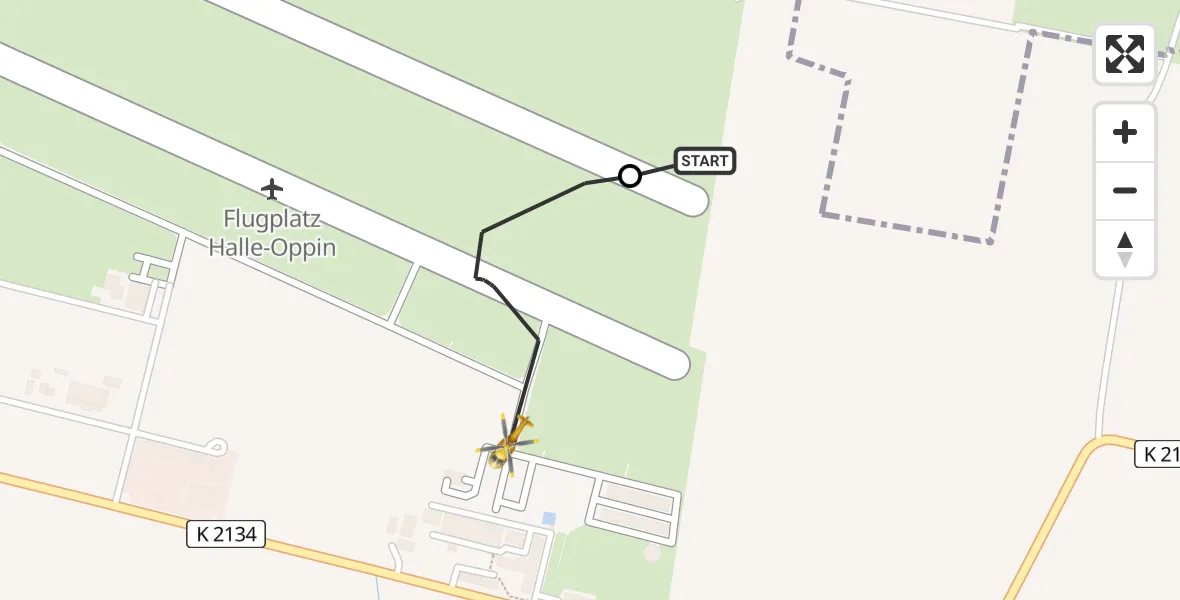 Flugroute Rettungshubschrauber Landsberg - Halle-Oppin Flugplatz, 14 Juli 2026, 11:56