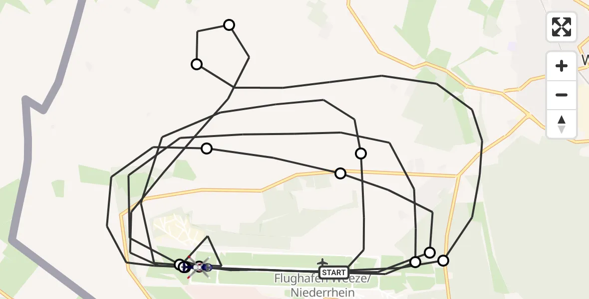 Flugroute Polizeihubschrauber Weeze Flughafen - Weeze Flughafen, 14 Juli 2026, 11:57