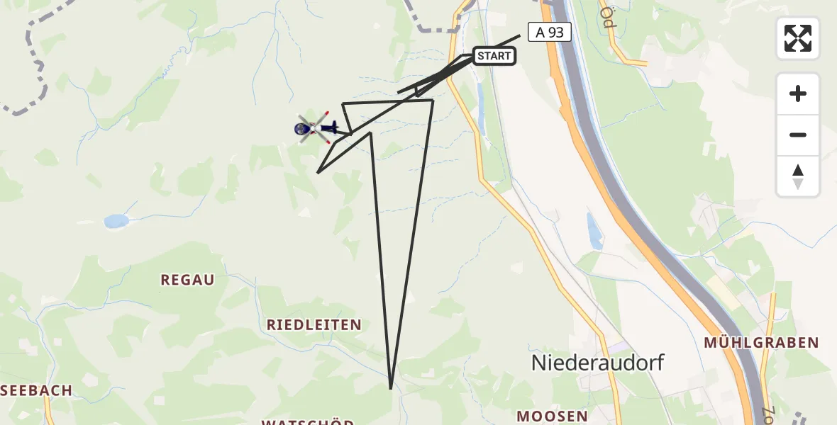 Flugroute Polizeihubschrauber Oberaudorf - Oberaudorf, 14 Juli 2026, 12:02