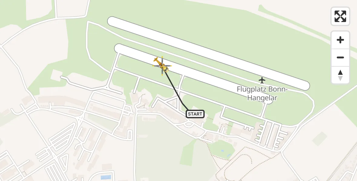 Flugroute Rettungshubschrauber Bonn-Hangelar Flugplatz - Bonn-Hangelar Flugplatz, 14 Juli 2026, 12:02