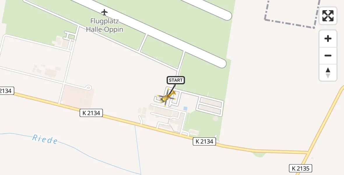 Flugroute Rettungshubschrauber Halle-Oppin Flugplatz - Halle-Oppin Flugplatz, 14 Juli 2026, 12:08