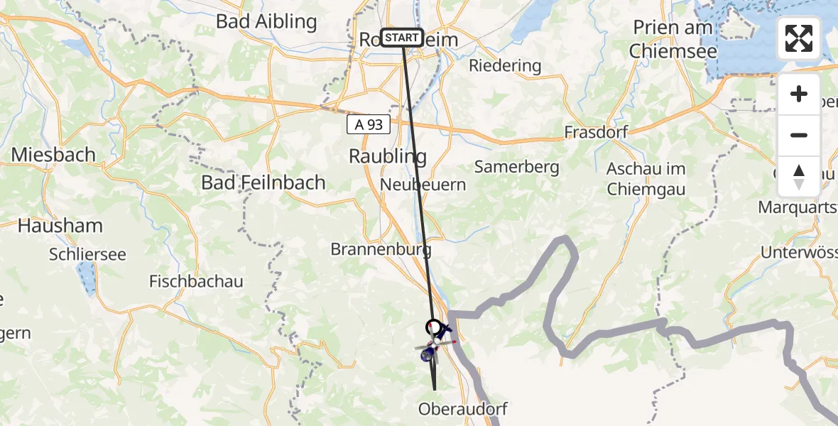 Flugroute Polizeihubschrauber Rosenheim - Oberaudorf, 14 Juli 2026, 12:10