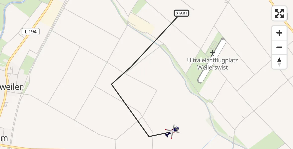 Flugroute Polizeihubschrauber Weilerswist - Weilerswist, 14 Juli 2026, 12:36
