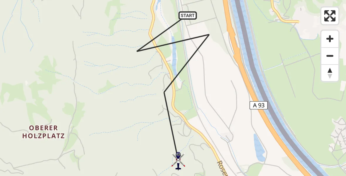 Flugroute Polizeihubschrauber Oberaudorf - Oberaudorf, 14 Juli 2026, 13:03