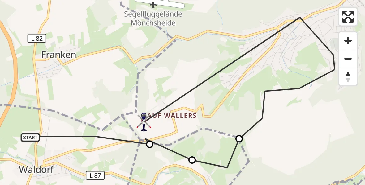 Flugroute Polizeihubschrauber Waldorf - Bad Breisig, 14 Juli 2026, 13:11