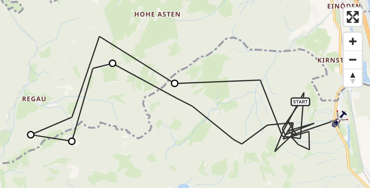 Flugroute Polizeihubschrauber Oberaudorf - Oberaudorf, 14 Juli 2026, 13:22