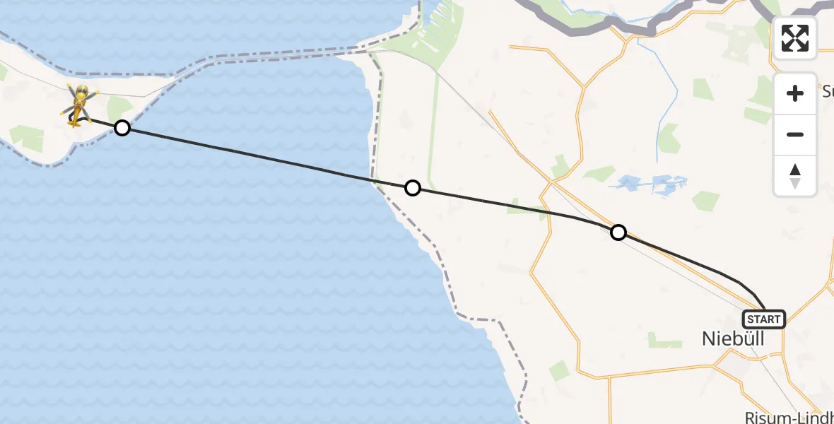 Flugroute Ambulanzhubschrauber Niebüll - Sylt, 14 Juli 2026, 15:12