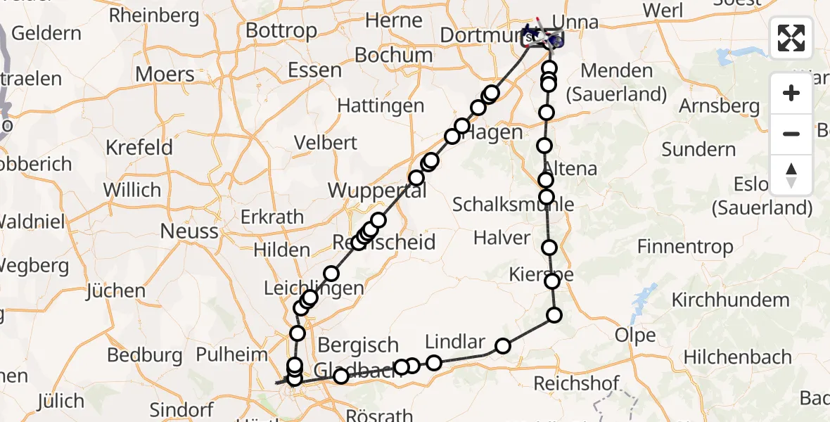 Flugroute Polizeihubschrauber Dortmund Flughafen - Dortmund Flughafen, 14 Juli 2026, 15:58
