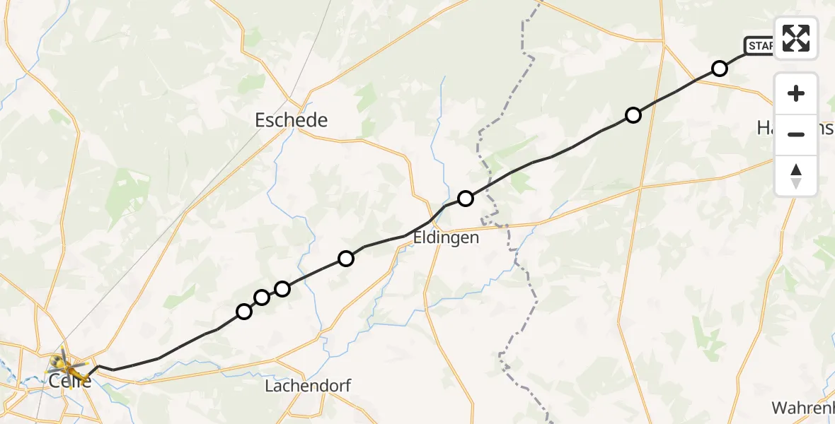 Flugroute Rettungshubschrauber Obernholz - Celle, 14 Juli 2026, 16:26