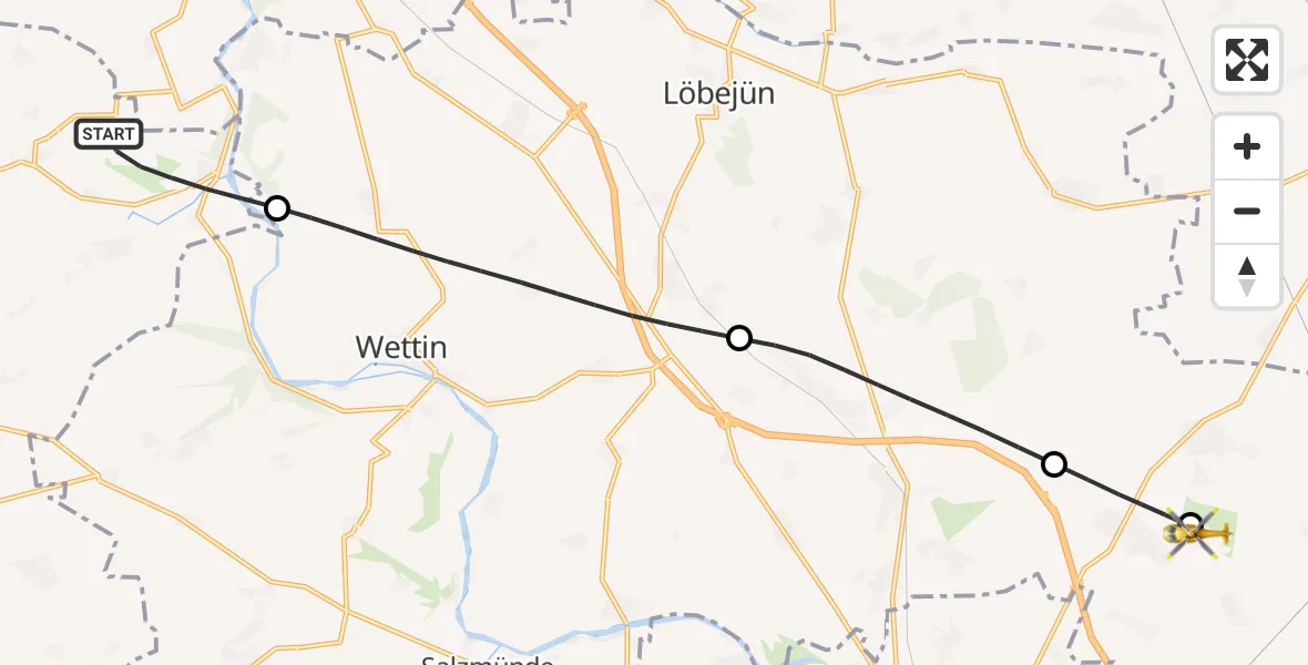 Flugroute Rettungshubschrauber Gerbstedt - Halle-Oppin Flugplatz, 14 Juli 2026, 17:41