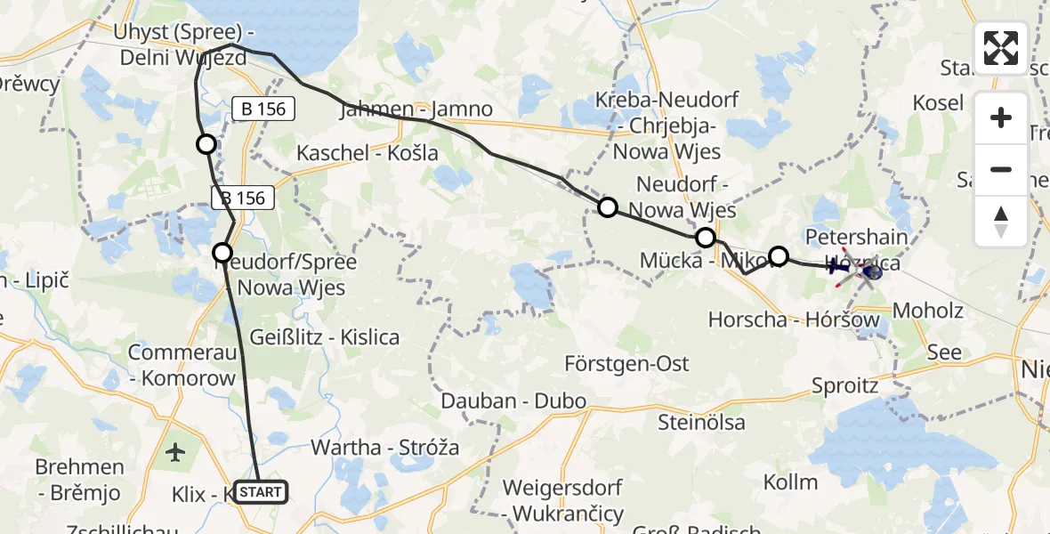 Flugroute Polizeihubschrauber Großdubrau - Quitzdorf am See, 14 Juli 2026, 17:47